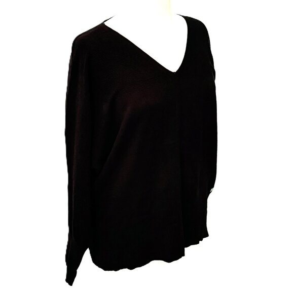 Sioni Athleisure Sweater Womens Large Black Bloomingdales Dolman Sleeve Wool Bln - Picture 5 of 9